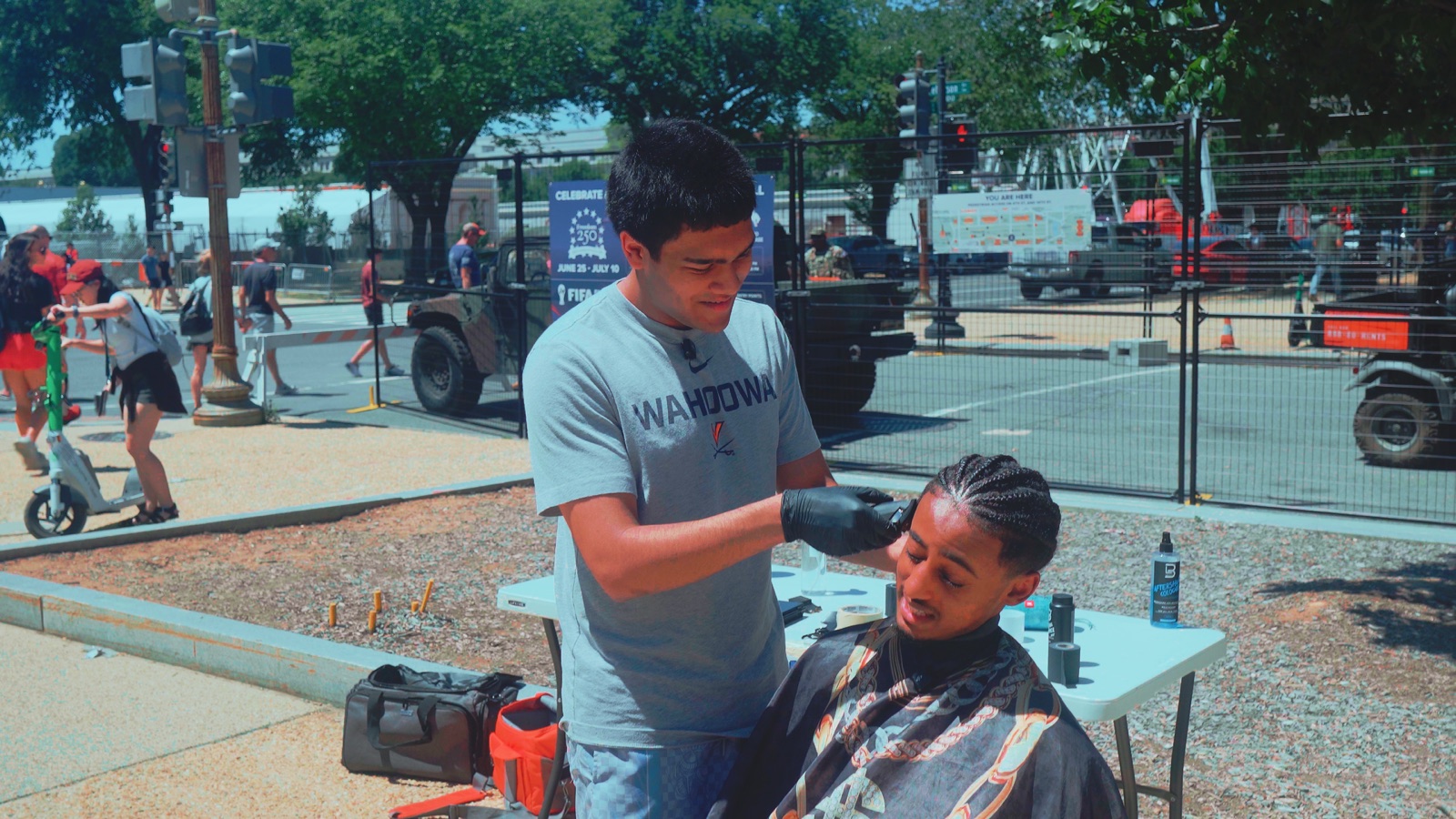 A lineup being shaped during a Cuts4Change haircut